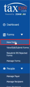 Creating a new 1099 form in Tax1099