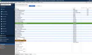 Deleting an account in the Chart of Accounts in QuickBooks Desktop.