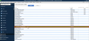 A sub-account in the Chart of Accounts in QuickBooks Desktop.