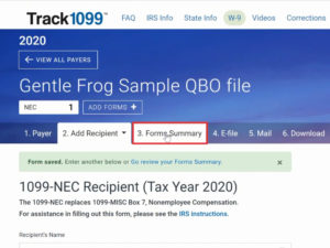 Forms Summary in Track1099