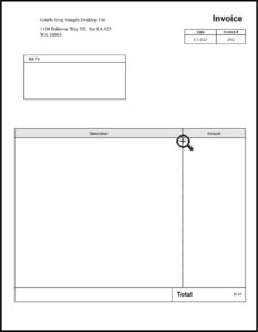 Print preview of the invoice template in QuickBooks Premier.