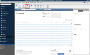 Customize Data Layout in the QuickBooks Premier Formatting menu of an invoice.