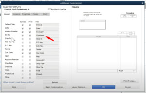 Editing a Title in the invoice customization in QuickBooks Premier.