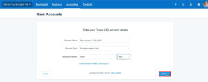 Enter your bank account details when adding a new bank account to Xero