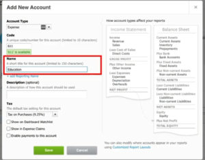 Naming a new account inXero