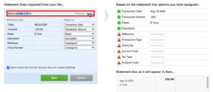 Reviewing statement lines when importing data into a bank account in Xero.