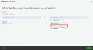Selecting which account to upload qbo data into in QuickBooks Online