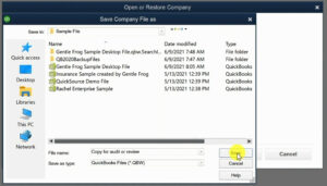 Renaming a backup company file in QuickBooks Desktop so you don't override existing data