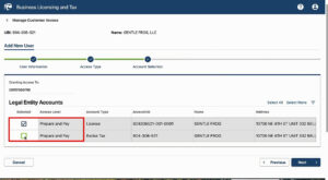 Legal Entity Accounts in WA DOR website