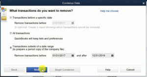 Selecting a date range when condensing data in QuickBooks Desktop