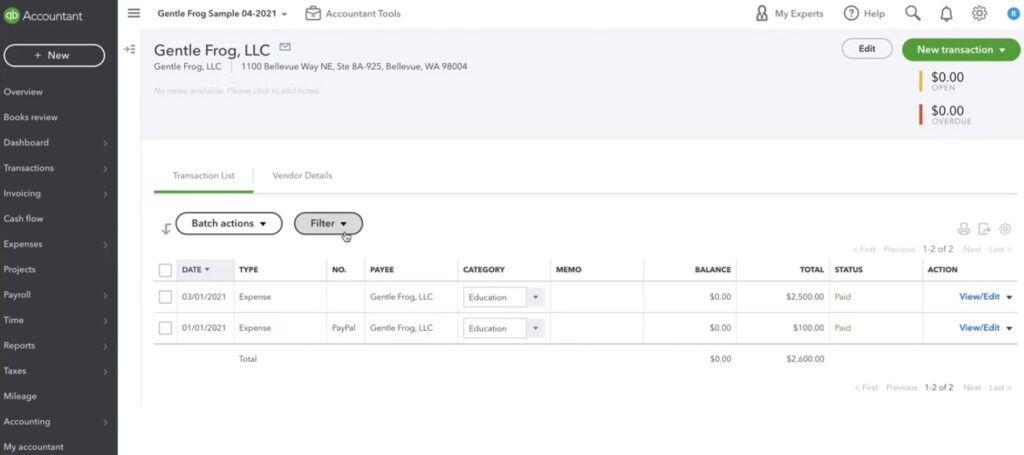 Enter PayPal in the No. field for vendor payed through PayPal