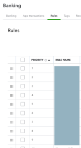 Bank rule number in QuickBooks Online