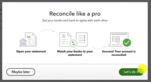 Reconcile like a pro pop-up in QuickBooks Online