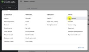 New bank deposit in QuickBooks Online