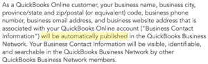 QuickBooks Business Network automatically publishing business info