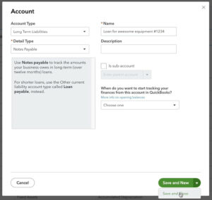 Creating a Long Term Liabilities Account in QuickBooks Online