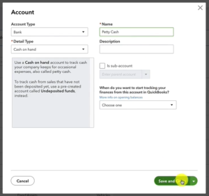 Creating a Petty Cash Cash on hand account in QuickBooks Online