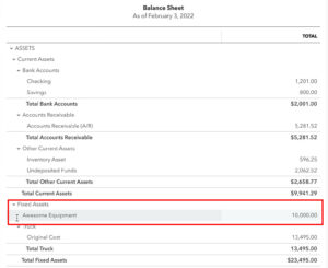Fixed Assets on the Balance Sheet in QuickBooks Online