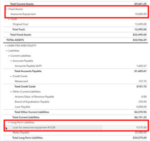 Loan payment on the balance sheet in QuickBooks Online