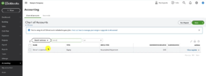 Searching for the Owner's Investment account in the QBO Chart of Accounts