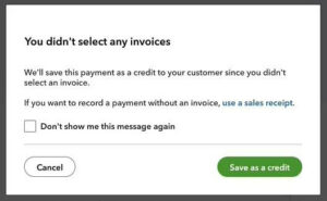 You didn't select any invoices warning when receiving a payment in QuickBooks Canada