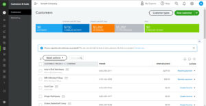 Customers in list in QuickBooks Online
