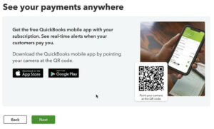 QuickBooks mobile app download links in QBO setup.