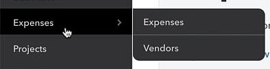 Expenses in QuickBooks Online left-side nav menu