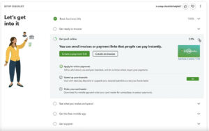 Get paid online section of the QuickBooks Online setup checklist.
