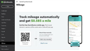 Mileage in QuickBooks Online left-side nav menu