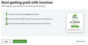 Start getting paid with invoices section of the QuickBooks Online setup.