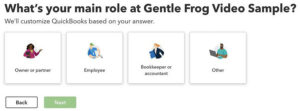 What's your main role? QuickBooks Online setup question.