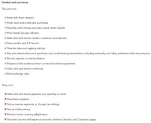 Access rights limited to vendors in QuickBooks Online