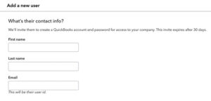 Enter contact information for your new user in QuickBooks Online