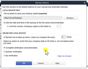 Backup options in QuickBooks Desktop 2022.