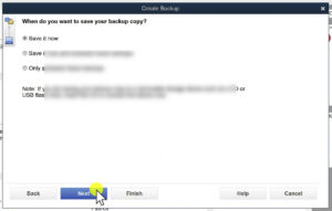 When do you want to save your backup option when backing up a QBDT 2022 file.