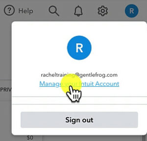 Mange your Intuit Account link in QuickBooks Online