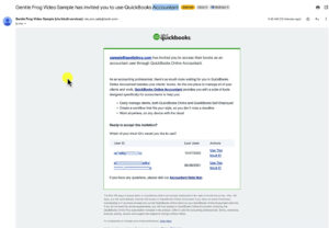 Invitation email to join QuickBooks Accountant.