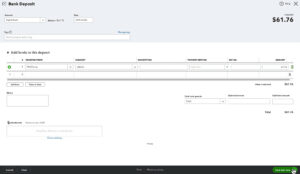Entering a missing PayPal deposit transaction as a Bank Deposit in QuickBooks Online.