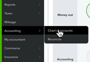 Navigating to the Chart of accounts in QuickBooks Online.