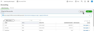 Run Report button in the Chart of Accounts in QuickBooks Online.