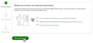 Give permission to PayPal through Connec to PayPal in QuickBooks Online