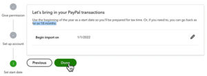 How far back do you want transactions to import from PayPal when connecting to QBO.