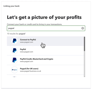 Connect to PayPal option when connecting a PayPal account to QuickBooks Online