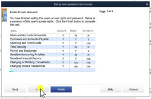 Verifying that a new user has correct access permissions in QuickBooks Desktop.