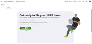 Beginning to enter your 1099 filing information in QuickBooks Online.