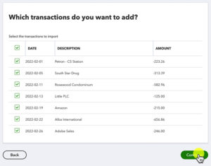 Selecting which transactions to import when importing a CSV into QuickBooks Online