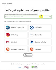 Linking your bank account to QuickBooks Online.