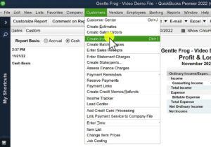 Navigate to invoice creation from the top menu in QuickBooks Desktop
