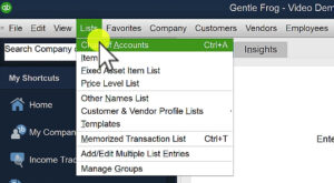Navigating to the Chart of Accounts in QuickBooks Desktop.